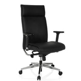 Sillón de oficina profesional CURYO en color negro con base de estrella de metal brillante y reposabrazos acolchados de hjh OFFICE