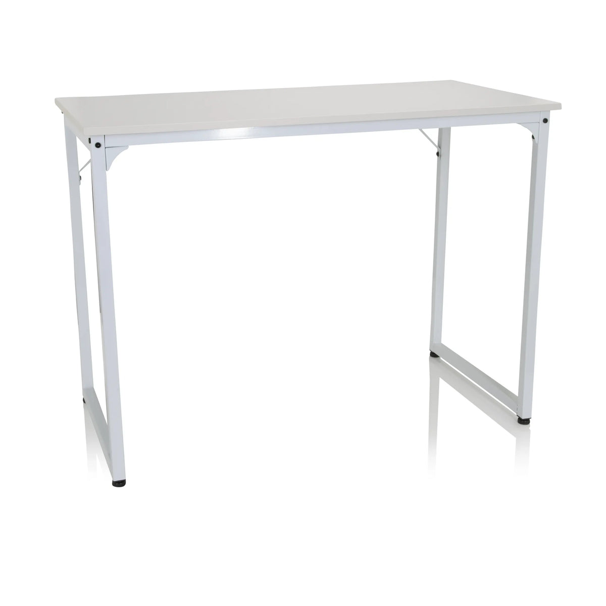 Escritorio blanco WORKSPACE I con tablero rectangular y patas en forma de U de hjh OFFICE – vista de 360° (vista frontal 20°)