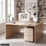 Archivador rodante de metal COLOR PLUS I en color beige con tres cajones bajo un escritorio de hjh OFFICE (imagen generada por IA)