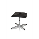 Taburete tapizado negro SARANTO de cuero sintético con base de cuatro radios de hjh OFFICE – vista de 360° (vista lateral 80°)