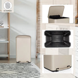 Papelera beige CLEAN BEVA con cubo interior, tapa abierta y pedal de hjh OFFICE