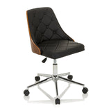 Silla Home Office CENCA negra con tapizado acolchado y base de cinco ruedas de hjh OFFICE – vista de 360° (vista frontal en diagonal 40°)