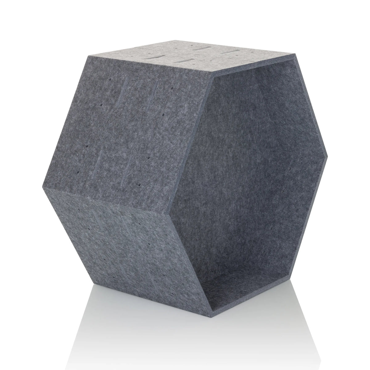 Separador FLEXMIUT STORE B hexagonal de fieltro gris de hjh OFFICE – vista de 360° (vista frontal en diagonal 45°)