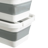 Contenedores plegables CLEAN SILW apilados en gris y blanco con asas integradas de hjh OFFICE