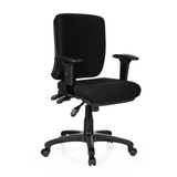 Silla de oficina profesional ZENIT BASE negra con reposabrazos y base de cinco ruedas de hjh OFFICE – vista de 360° (vista frontal en diagonal 40°)