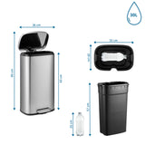 Dibujo dimensional de la Papelera Clean 15 con una altura de 85 cm y 30 litros de capacidad de hjh OFFICE