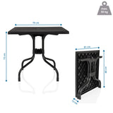 Dibujo dimensional de la mesa plegable TRAVANO T1 de 79 × 79 cm y una altura de 73 cm de hjh LIVING