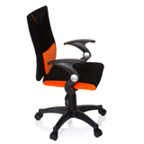 Silla giratoria para niños KIDDY PRO AL en color negro y naranja con cojín lumbar y base de cinco ruedas de hjh OFFICE – vista de 360° (vista lateral 80°)