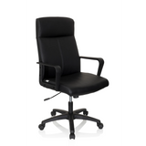 Sillón de oficina profesional LISSO negro con reposabrazos y base de cinco ruedas de hjh OFFICE – vista de 360° (vista frontal en diagonal 40°)