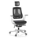 Silla de oficina profesional SPEKTRE gris con respaldo de malla y base de cinco ruedas de hjh OFFICE – vista de 360° (vista frontal 20°)
