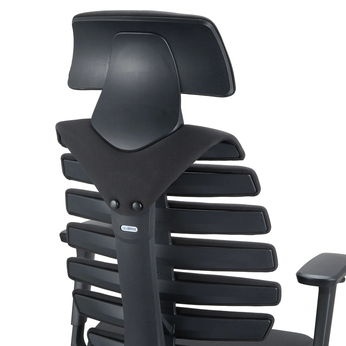 Respaldo y reposacabezas de la silla de oficina profesional ERGO LINE II PRO en tela negra de hjh OFFICE
