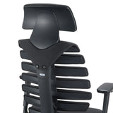 Respaldo y reposacabezas de la silla de oficina profesional ERGO LINE II PRO en tela negra de hjh OFFICE