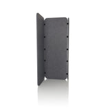 Separador FLEXMIUT EL de fieltro gris con tres elementos plegables de hjh OFFICE – vista de 360° (vista frontal en diagonal 30°)