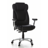 Sillón de oficina profesional EMBASSY 200 negro con reposabrazos y base de cinco ruedas de hjh OFFICE – vista de 360° (vista frontal 20°)