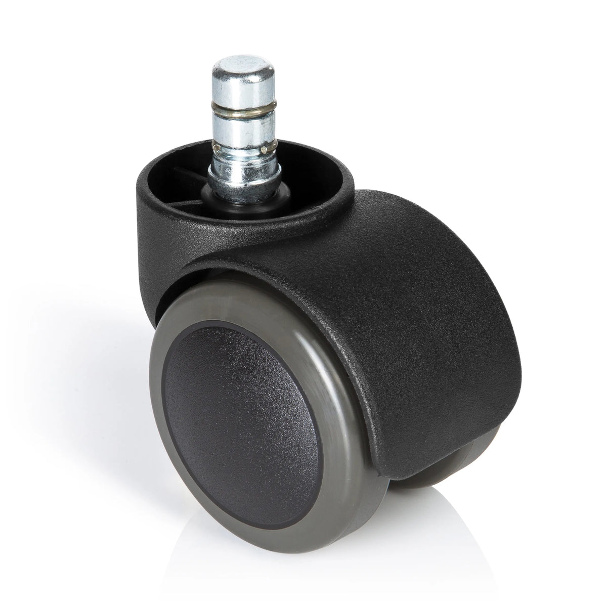 Ruedas para sillas 5x ROLO No-Noise 11mm/50mm negras para suelos duros con pin de metal plateado de hjh OFFICE – vista de 360° (vista frontal 0°)