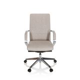 Silla de oficina profesional BESSONA beige con reposabrazos y base de cinco ruedas de hjh OFFICE – vista de 360° (vista frontal 0°)