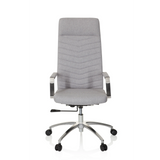 Silla Home Office SARANTO PLUS en color gris claro con reposabrazos y base de cinco ruedas de hjh OFFICE – vista de 360° (vista frontal 0°)
