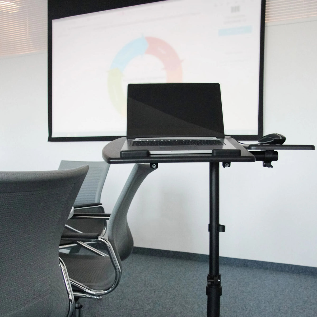 Escritorio de pie negro VM-SL con soporte para portátil y ratón de hjh OFFICE