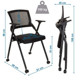 Dibujo dimensional de la silla plegable PRIORITY II con una altura de 98 cm y una capacidad de carga de 150 kg de hjh OFFICE