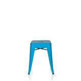 Taburete de comedor VANTAGGIO azul claro con asiento cuadrado y travesaños de hjh OFFICE – vista de 360° (vista frontal 0°)