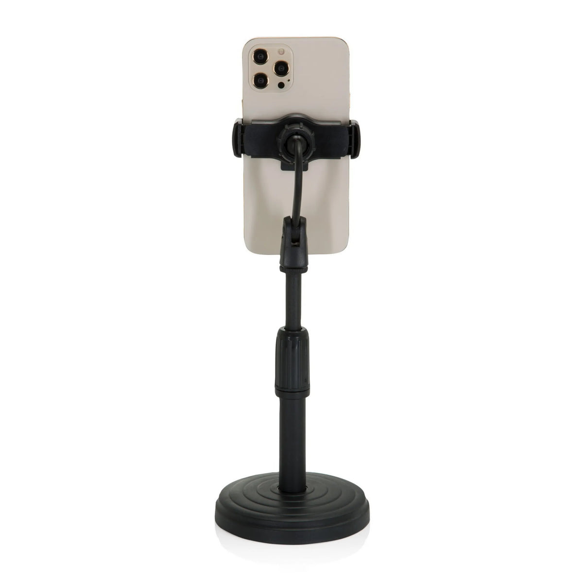 Soporte para teléfono móvil y tableta FLEXMOBI II negro con brazo ajustable y base redonda de hjh OFFICE