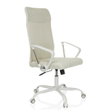 Silla Home Office STRYKA W beige con reposabrazos y base de cinco ruedas de hjh OFFICE – vista de 360° (vista frontal en diagonal 45°)