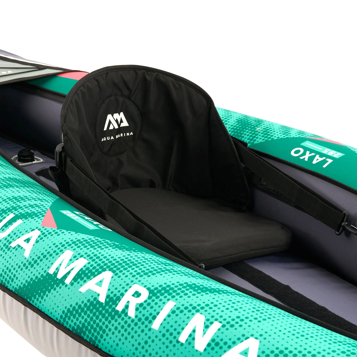 Asiento negro con respaldo del kayak inflable LAXO-285 en color petróleo de Aqua Marina