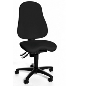Silla de oficina profesional BALANCE 400 negra con tapizado de tela y base con ruedas de Topstar