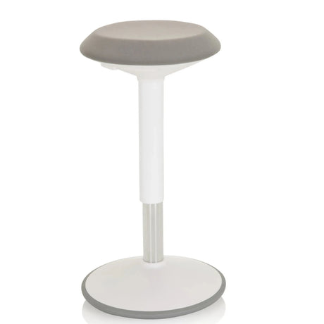 asiento de pie BALANCE SIT III W en blanco y gris con asiento acolchado y base redonda de hjh OFFICE