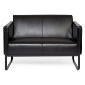 Sofá de diseño BALI BLACK negro de dos plazas con tapizado liso y patas de trineo de hjh OFFICE