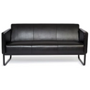Sofá de diseño negro BALI BLACK de tres plazas con tapizado de cuero y estructura metálica de hjh OFFICE