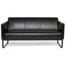 Sofá de diseño negro BALI BLACK de tres plazas con tapizado de cuero y estructura metálica de hjh OFFICE
