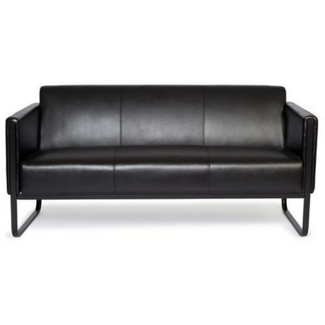 Sofá de diseño negro BALI BLACK de tres plazas con tapizado de cuero y estructura metálica de hjh OFFICE