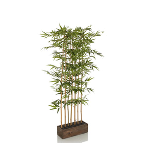 Planta artificial verde BAMBUS I en forma de bambú con una maceta marrón oscuro de hjh OFFICE
