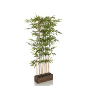 Planta artificial verde BAMBUS I en forma de bambú con una maceta marrón oscuro de hjh OFFICE