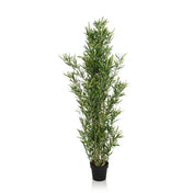 Planta artificial verde BAMBUS con hojas estrechas en una maceta negra de hjh OFFICE