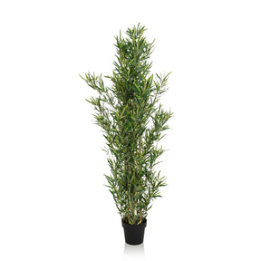 Planta artificial verde BAMBUS con hojas estrechas en una maceta negra de hjh OFFICE