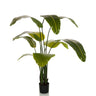 Planta artificial verde BANANE con hojas grandes en una maceta negra de hjh OFFICE