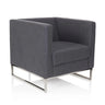 Sillón tapizada BARBADOS en color gris oscuro con estructura metálica plateada de hjh OFFICE