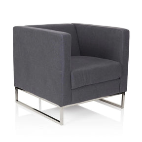 Sillón tapizada BARBADOS en color gris oscuro con estructura metálica plateada de hjh OFFICE