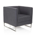 Sillón tapizada BARBADOS en color gris oscuro con estructura metálica plateada de hjh OFFICE