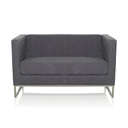 Sofá de diseño BARBADOS en color gris oscuro, modelo de dos plazas con estructura metálica de hjh OFFICE