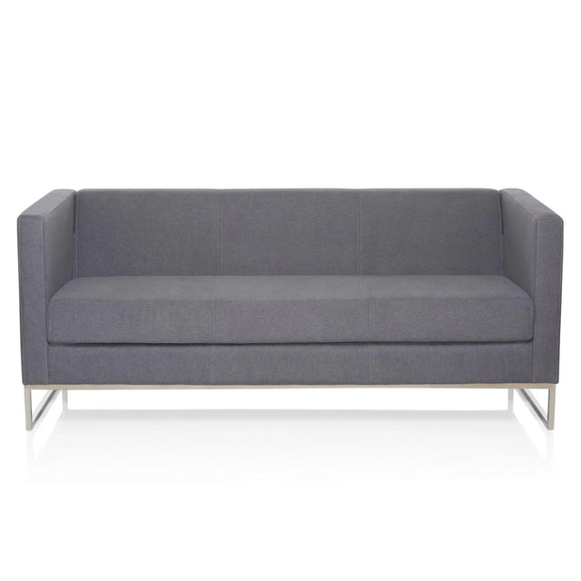 Sofá de diseño BARBADOS en color gris oscuro de tres plazas con estructura metálica delgada de hjh OFFICE