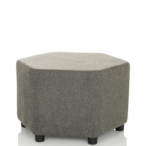 Taburete tapizado gris BAREO con funda de tela estructurada y patas negras cortas de hjh OFFICE