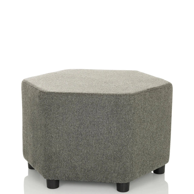 Taburete tapizado gris BAREO con funda de tela estructurada y patas negras cortas de hjh OFFICE
