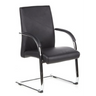 Silla de viga voladiza BAROLO V negra con reposabrazos y estructura de patín cromada de hjh OFFICE