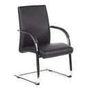 Silla de viga voladiza BAROLO V negra con reposabrazos y estructura de patín cromada de hjh OFFICE