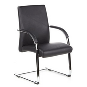 Silla de viga voladiza BAROLO V negra con reposabrazos y estructura de patín cromada de hjh OFFICE
