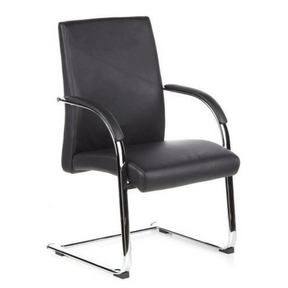 Silla de viga voladiza BAROLO V negra con reposabrazos y estructura de patín cromada de hjh OFFICE