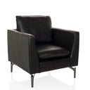 Sillón de diseño BAVERO negro de cuero sintético con patas metálicas de hjh OFFICE